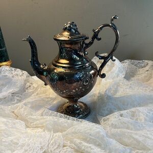 Ornate Silver-Tone Decorative Teapot